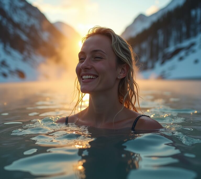 Person smiling after exiting cold plunge