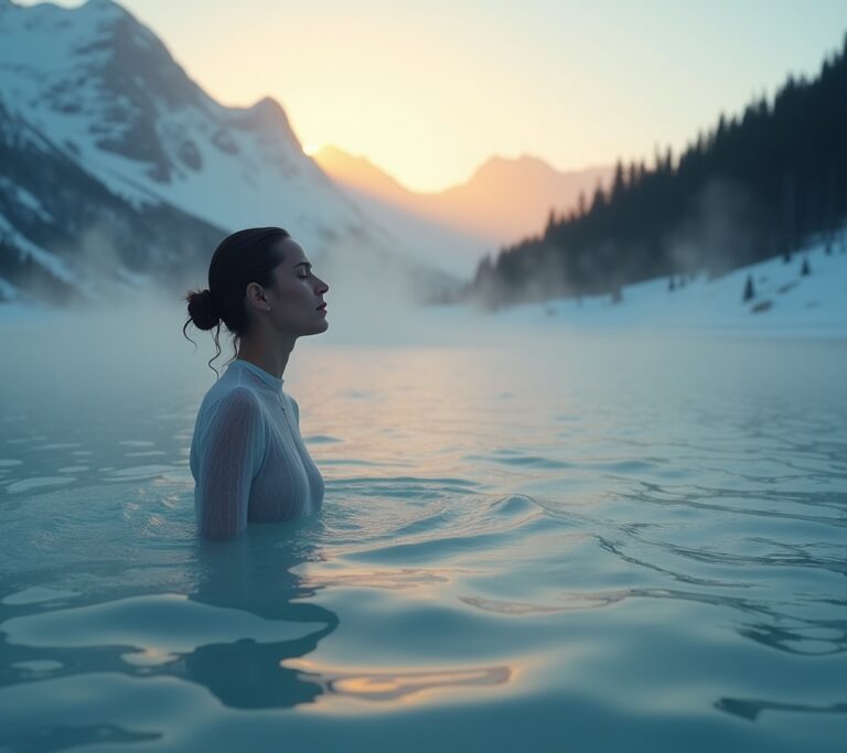Person in calm state after ice bath