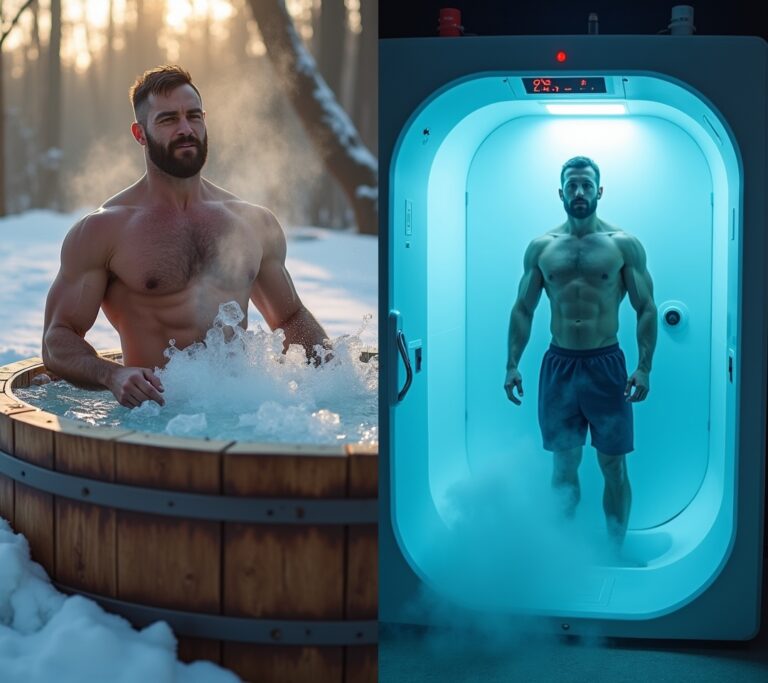 Wooden cold plunge tub outdoors