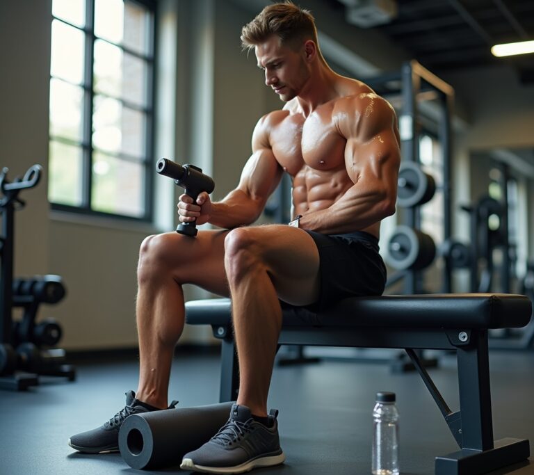 Athlete icing legs after heavy squat session