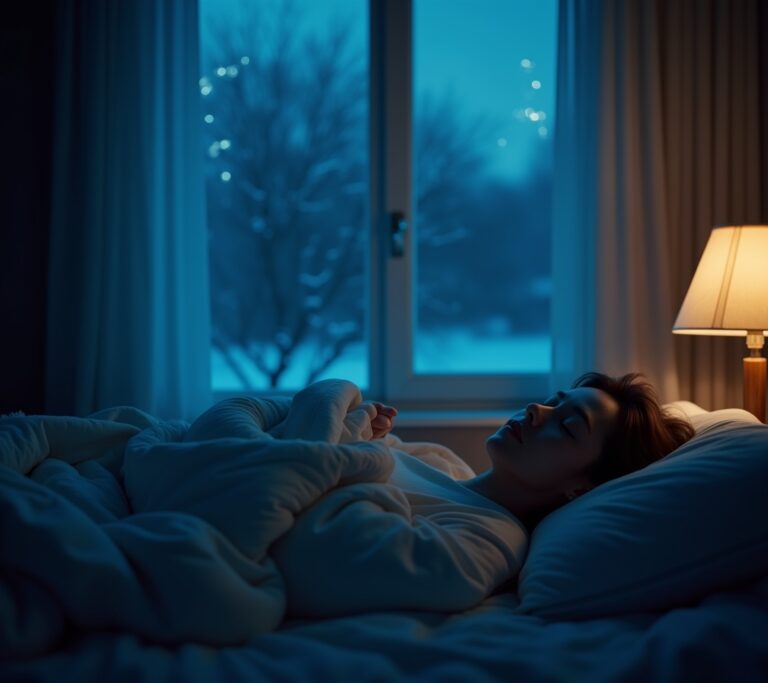 Person sleeping peacefully after evening routine